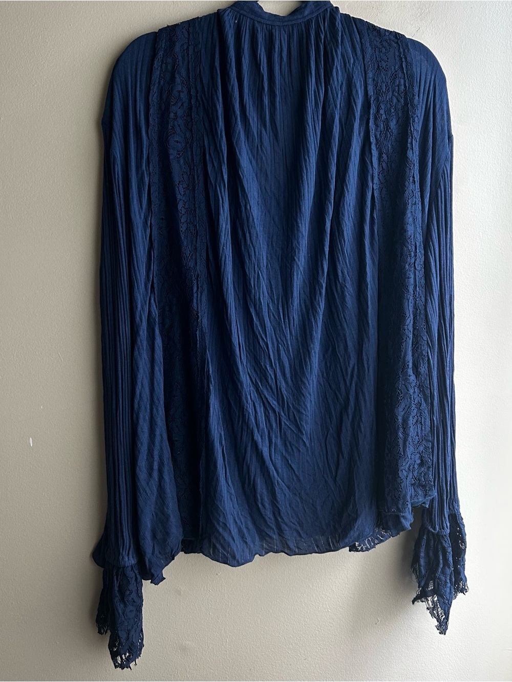 Free People Navy Lace-Trim Blouse - Picture 4 of 4